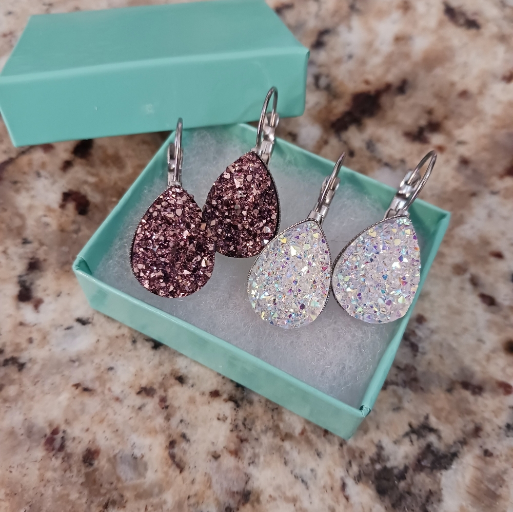 Handmade Druzy Style Teardrop Earrings Bundle